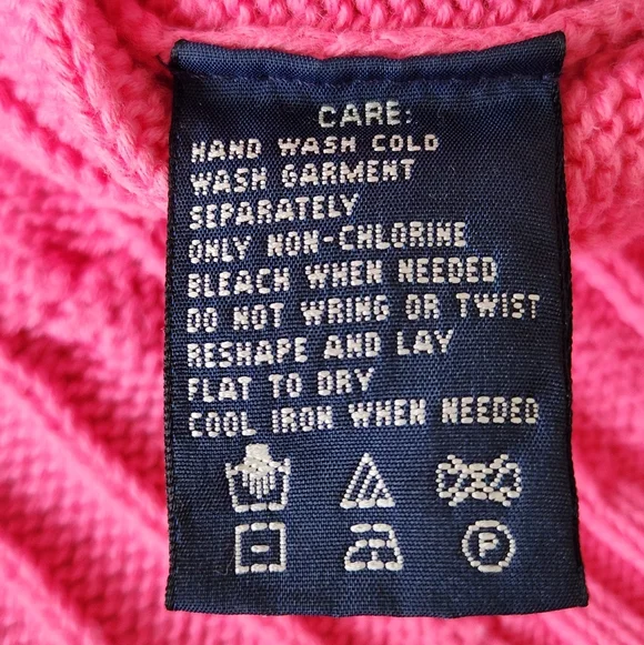 Ralph Lauren Sport Cable-Knit Turtleneck Sweater in Pink W/ Green Logo XL - Picture 13 of 13